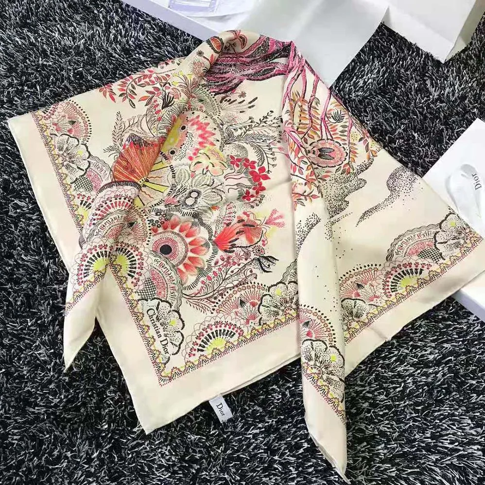Dior Tree of Life Square Scarf Beige Silk Twill for Women Dior Tree of Life Square Scarf Beige Silk Twill for Women