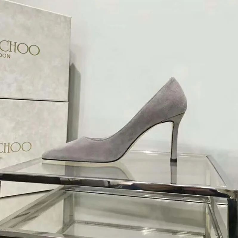 Jimmy Choo Shoes Romy 85 Opal Suede Pointy Toe Pumps for Women in Silver Jimmy Choo Shoes Romy 85 Opal Suede Pointy Toe Pumps for Women in Silver