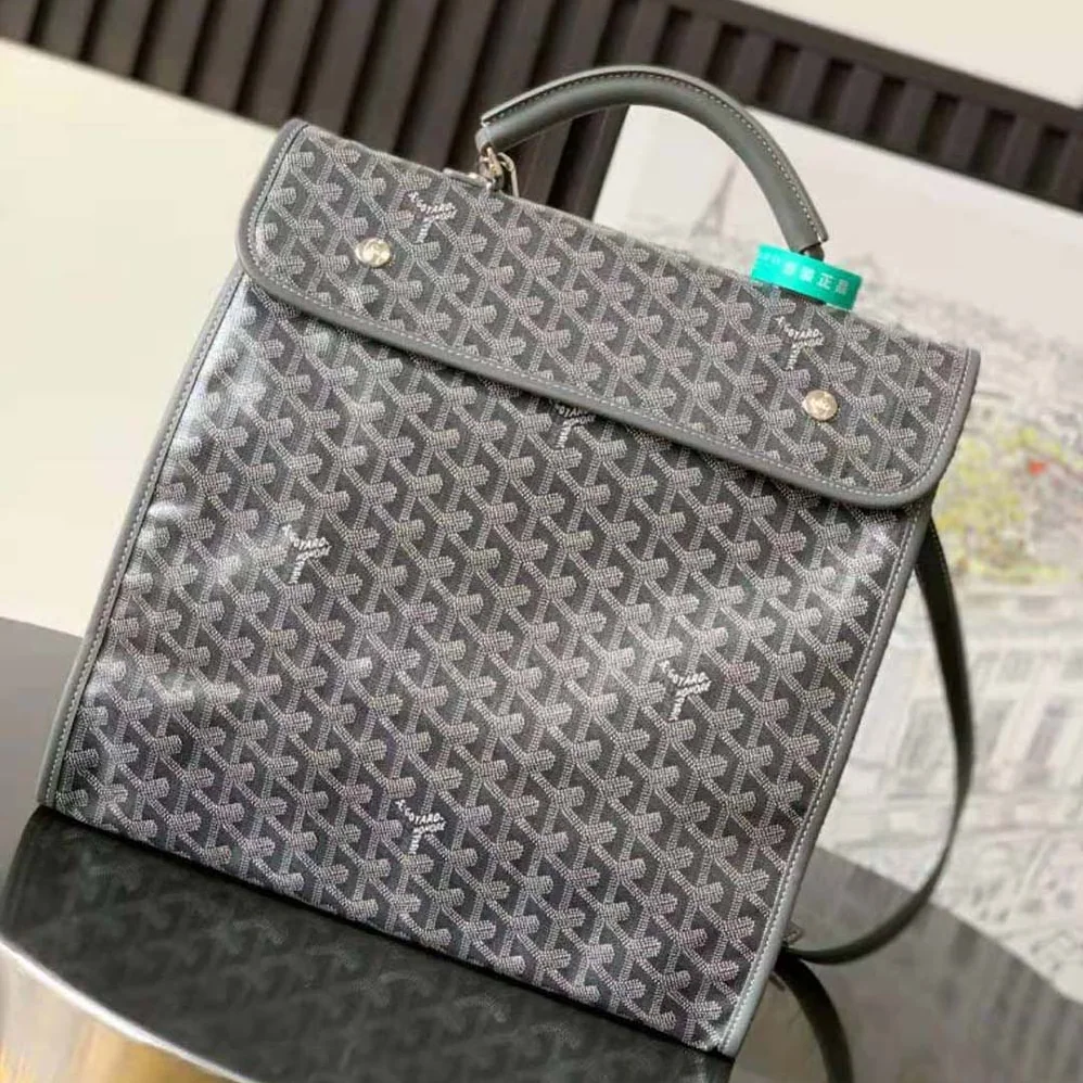 Goyard Saint Léger Backpack in Goyardine Canvas & Chevroches Calfskin for Women in Gray Goyard Saint Léger Backpack in Goyardine Canvas & Chevroches Calfskin for Women in Gray