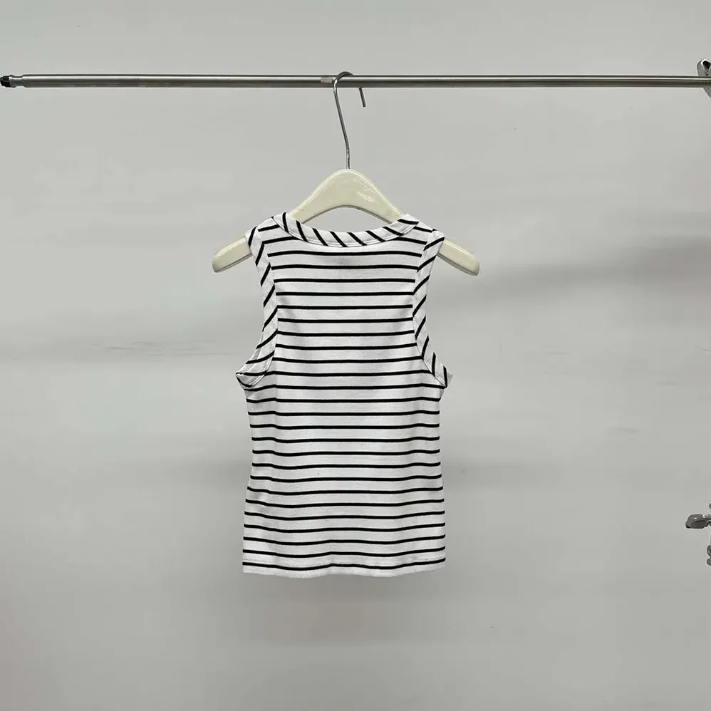 Celine Triomphe Tank Top in Striped Silk Jersey for Women Celine Triomphe Tank Top in Striped Silk Jersey for Women
