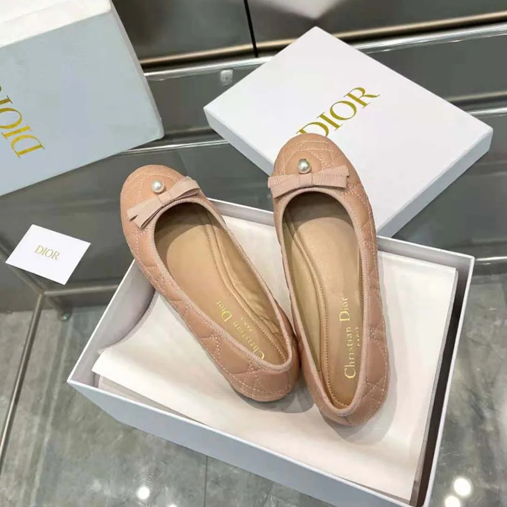 Dior Ballet Flat Nude Quilted Cannage Calfskin for Women Dior Ballet Flat Nude Quilted Cannage Calfskin for Women