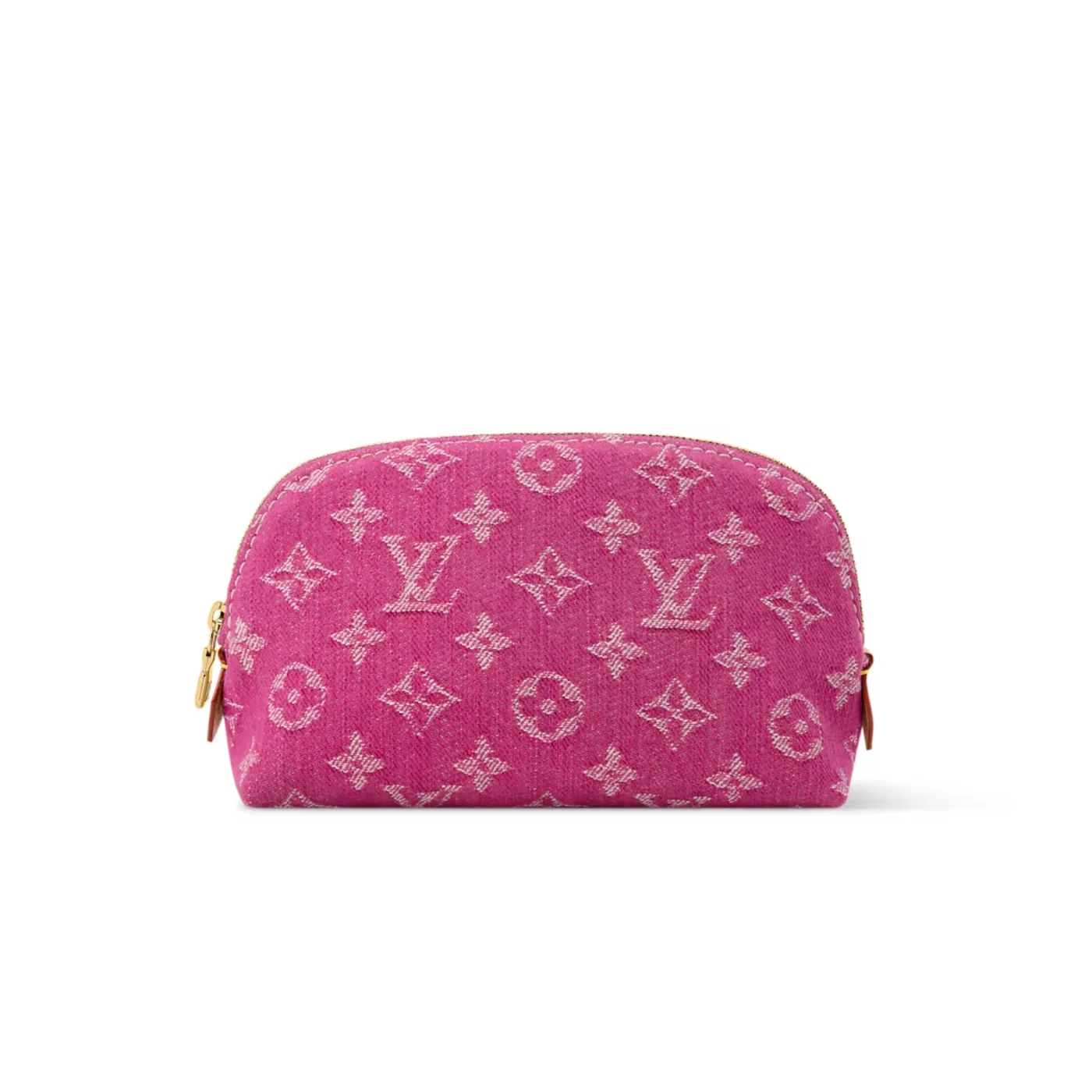 Louis Vuitton Pochette Cosmetique PM Pouch in Fuschia Denim Gold Hardware
