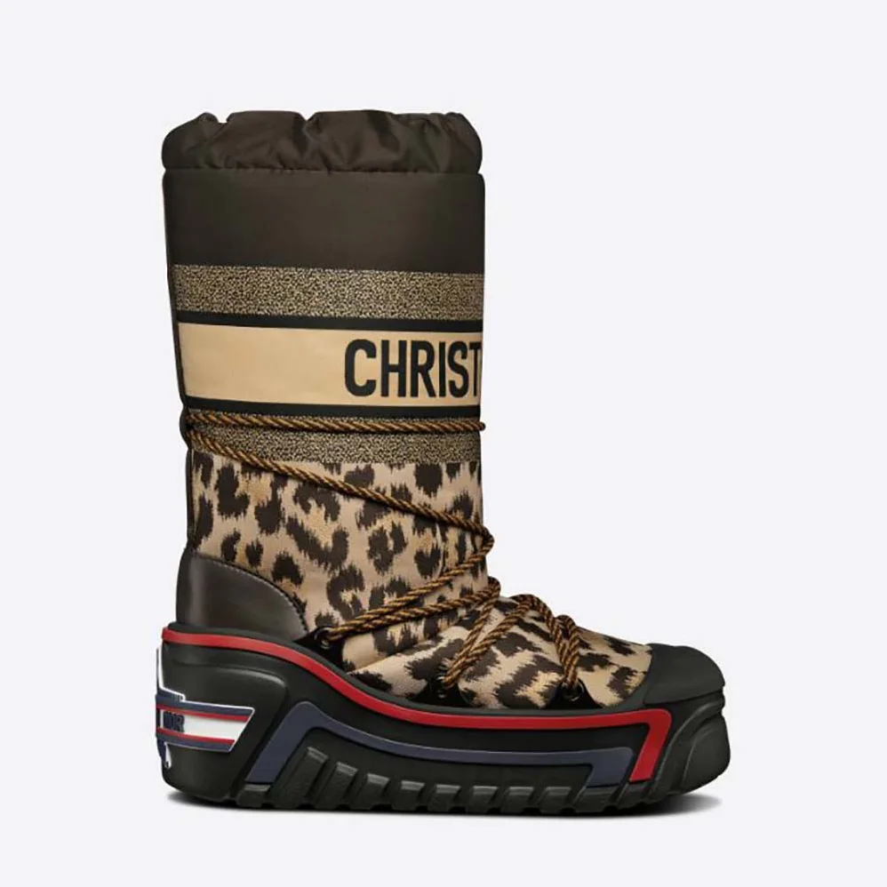 Dior Dioralps Snow Boot Beige Multicolor Mizza Shiny Nylon for Women Dior Dioralps Snow Boot Beige Multicolor Mizza Shiny Nylon for Women