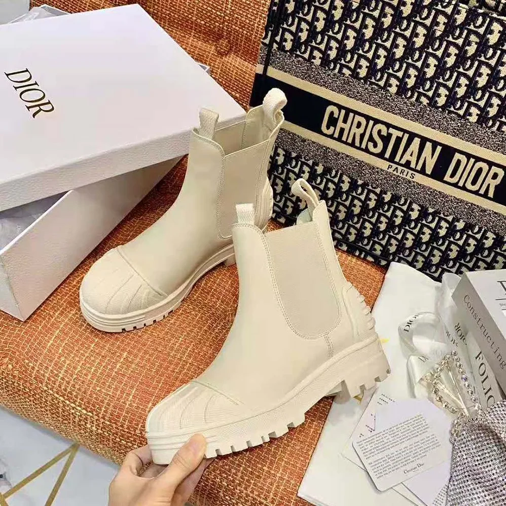 Dior Dioriron Ankle Boot Ecru Rubber and Calfskin for Women