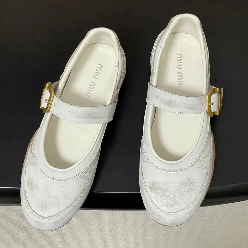 Miu Miu Gymnasium Leather Ballerinas With Strap and Buckle for Women Miu Miu Gymnasium Leather Ballerinas With Strap and Buckle for Women