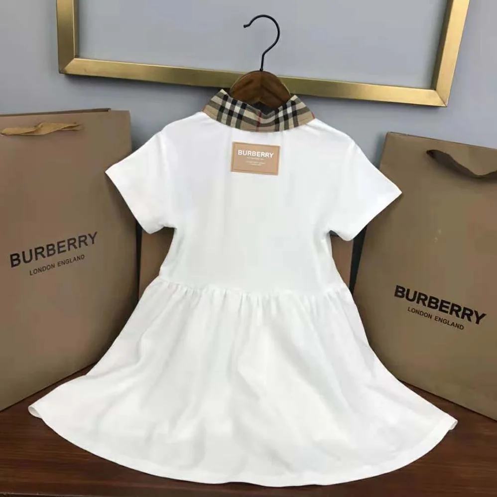 Burberry Toddler Girls' Check Trim Stretch Cotton Piqué Dress with Bloomers Burberry Toddler Girls' Check Trim Stretch Cotton Piqué Dress with Bloomers