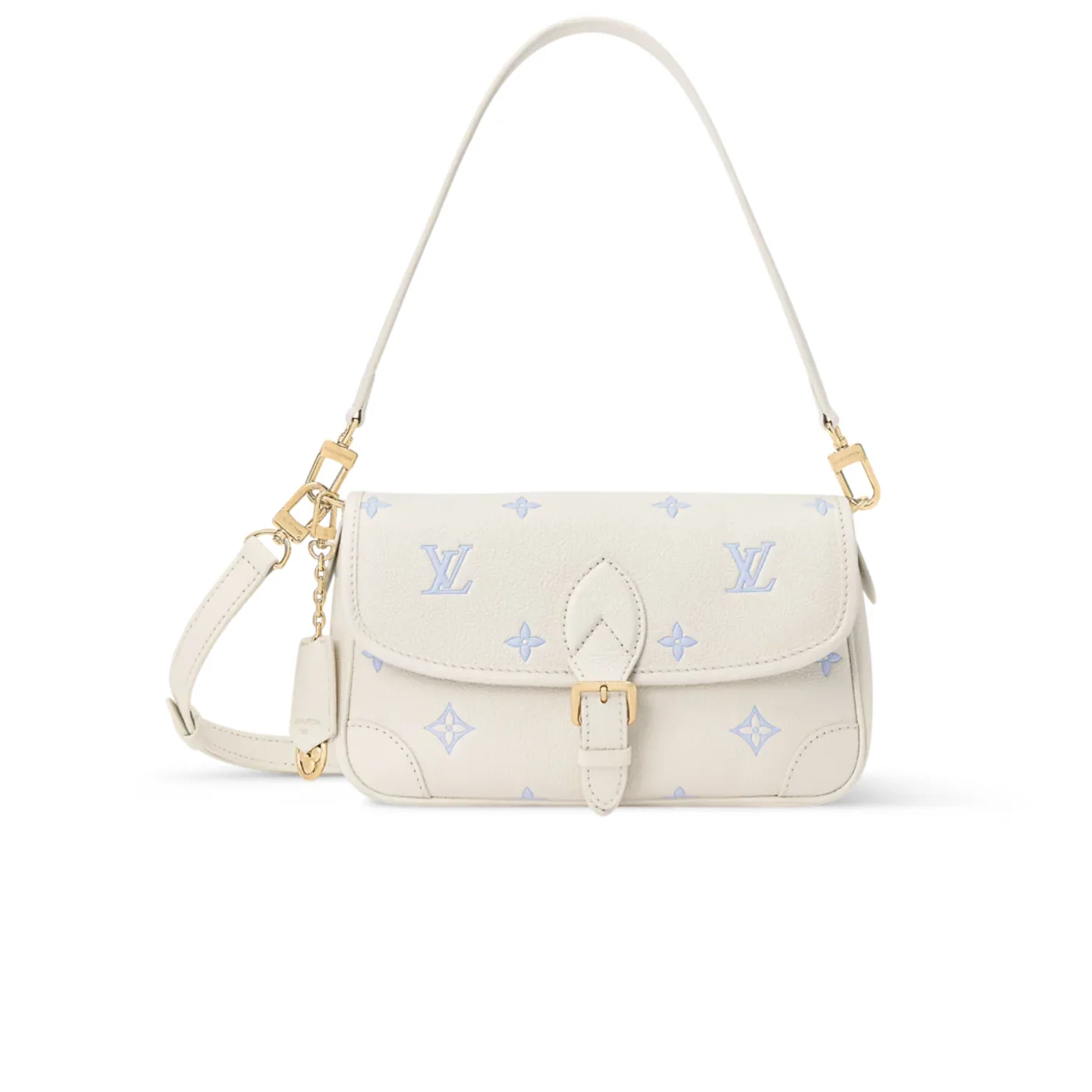 Louis Vuitton Diane Shouder Bag / Milky White/ Blue Gold Hardware