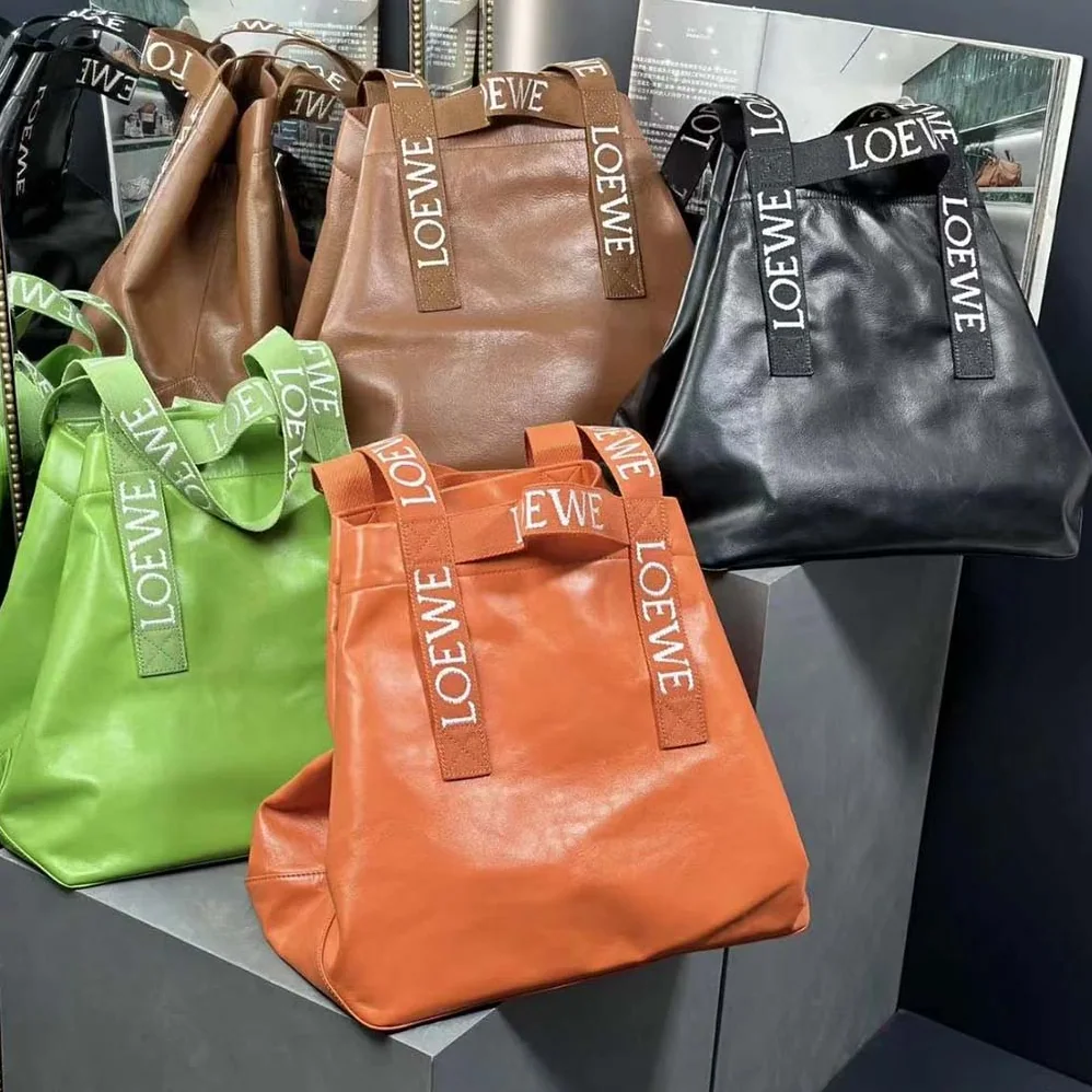 Loewe Fold Shopper in Paper Calfskin for Unisex in Orange Loewe Fold Shopper in Paper Calfskin for Unisex in Orange