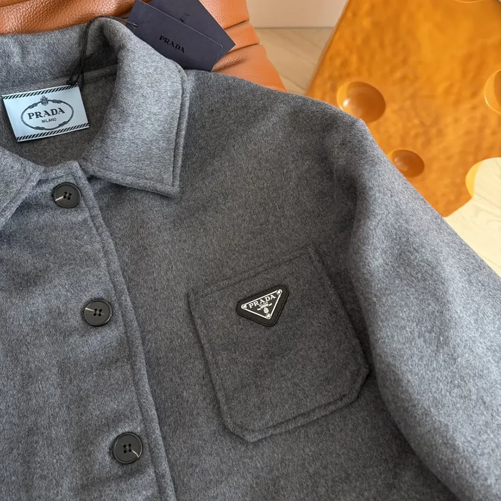 Prada Single-Breasted Double Cashwool Caban Jacket for Women Prada Single-Breasted Double Cashwool Caban Jacket for Women