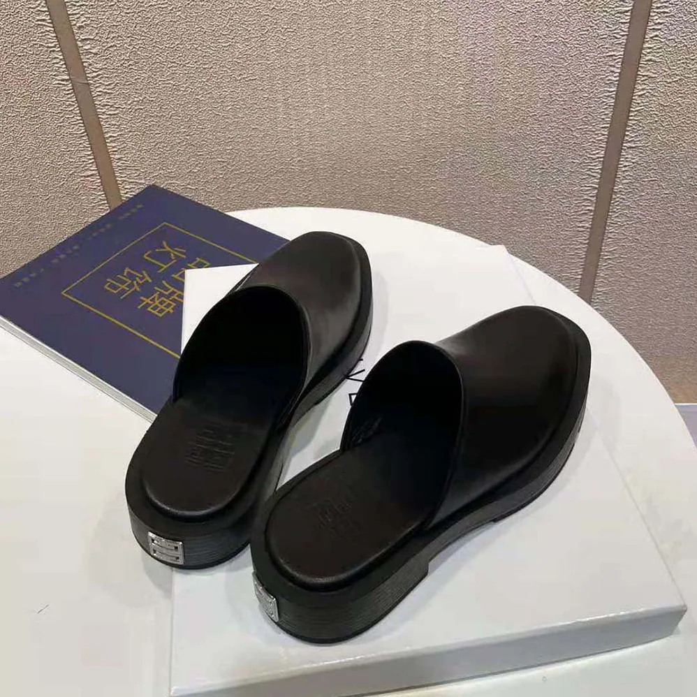 Givenchy Squared Open Loafers in Box Leather for Women in Black