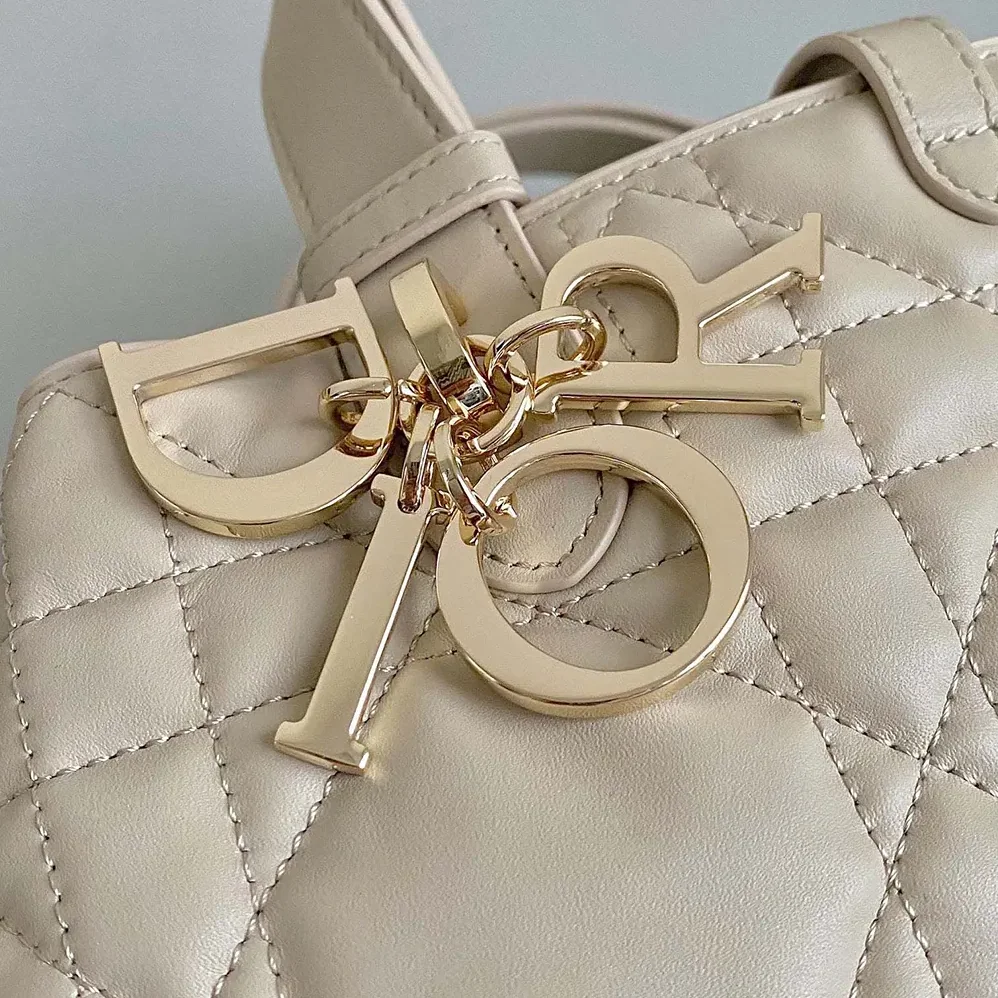Dior Medium Dior Toujours Bag Powder Beige Macrocannage Calfskin for Women