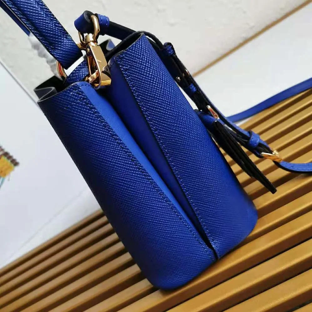 Prada Small Saffiano Leather Prada Panier Bag for Women in Navy Prada Small Saffiano Leather Prada Panier Bag for Women in Navy