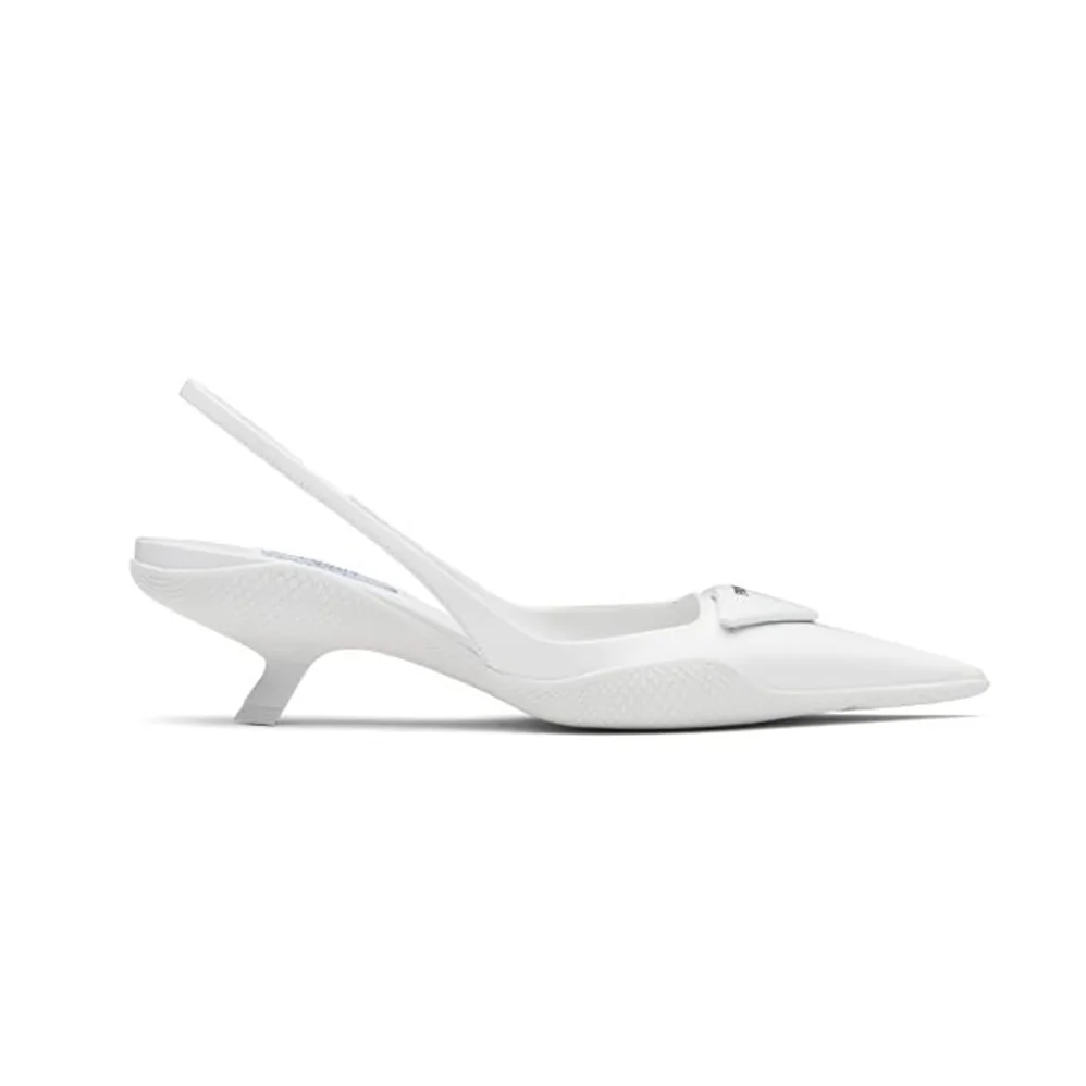Prada Brushed Leather Slingback Pumps for Women in White