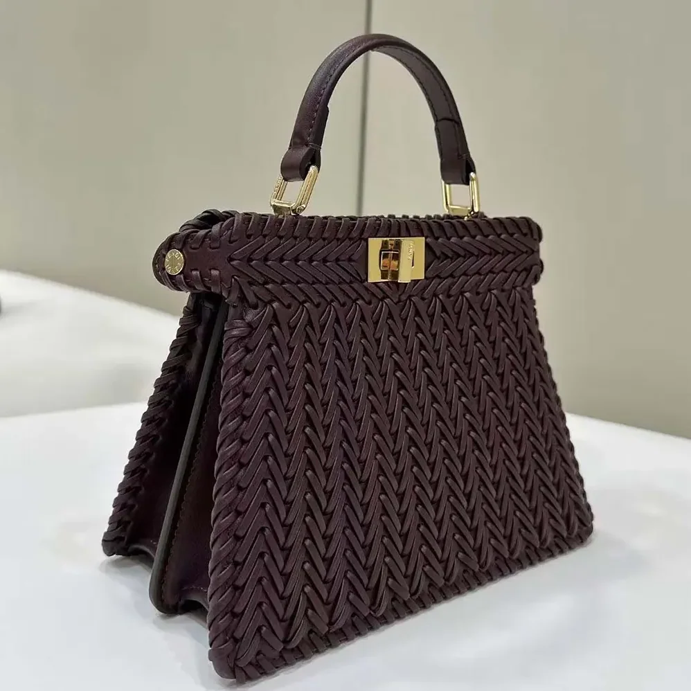 Fendi Peekaboo ISeeU Petite Maroon Padded Calfskin Leather Bag for Women