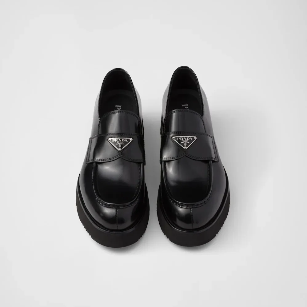 Prada Brushed Leather Loafers Black 2DG147_055_F0002_F_X023 Prada Brushed Leather Loafers Black 2DG147_055_F0002_F_X023