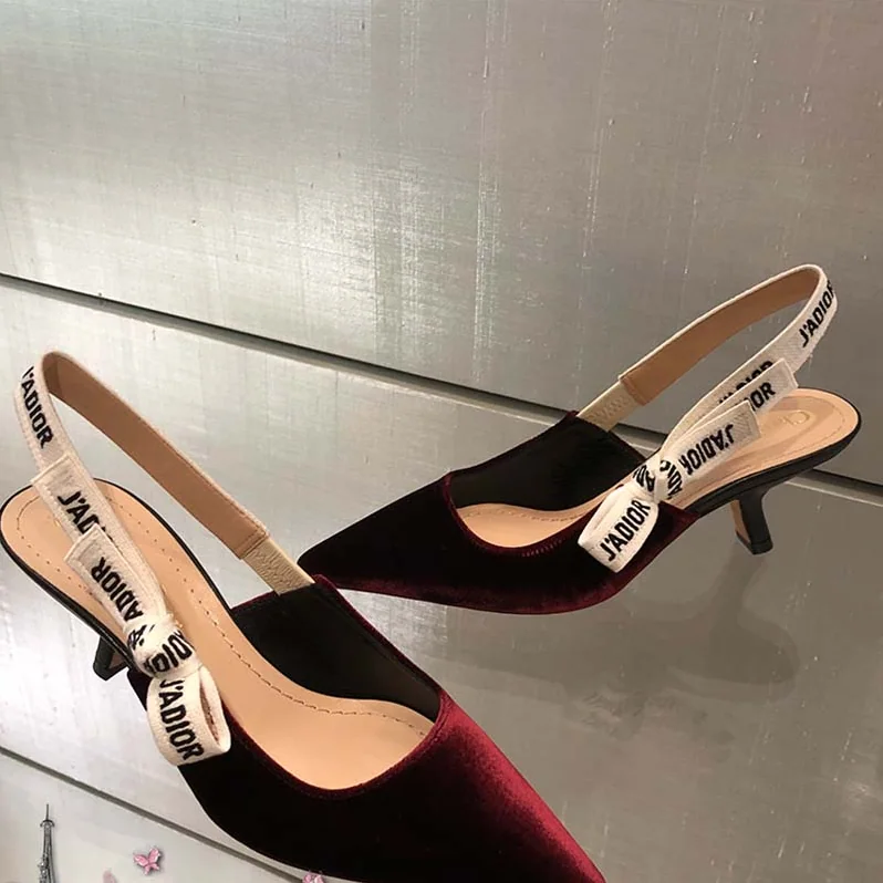 Dior Shoes J'Adior Velvet Slingback 65mm Heel Hight for Women in Maroon Dior Shoes J'Adior Velvet Slingback 65mm Heel Hight for Women in Maroon