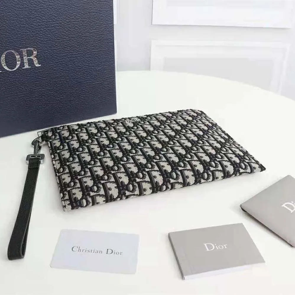 Dior A4 Pouch Beige and Black Dior Oblique Jacquard for Men Dior A4 Pouch Beige and Black Dior Oblique Jacquard for Men
