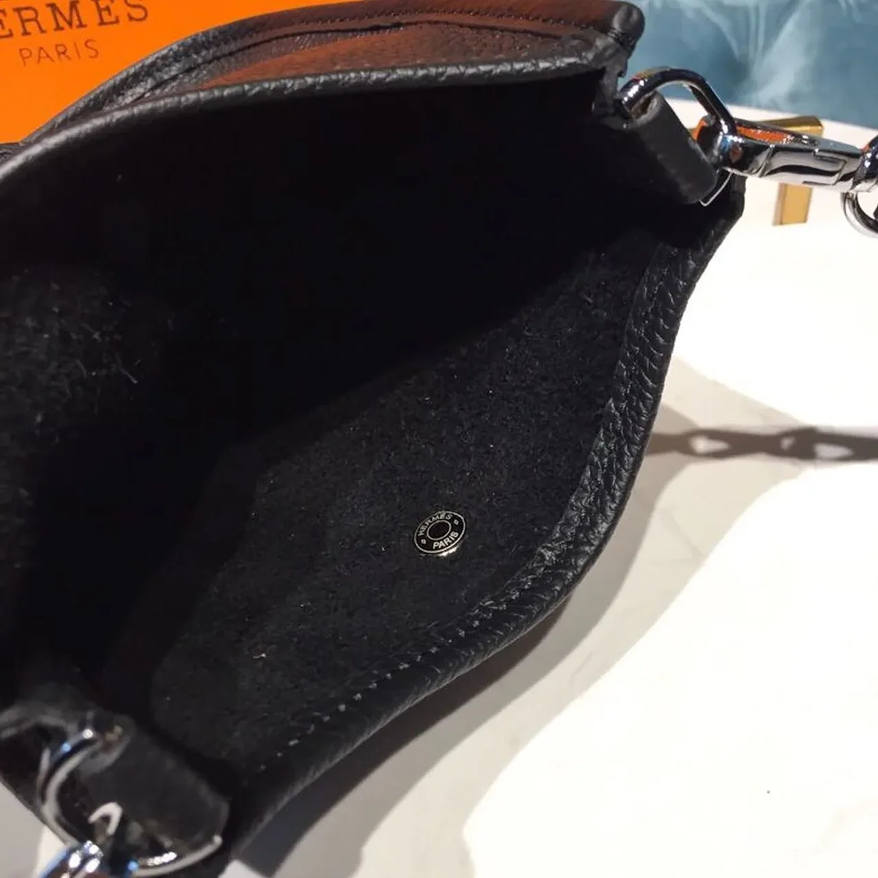 Hermes Evelyne II TPM Bag Black Silver Toned Hardware /