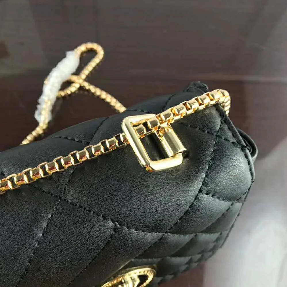 Versace Small Quilted Icon Shoulder Bag Nappa Leather for Women in Black