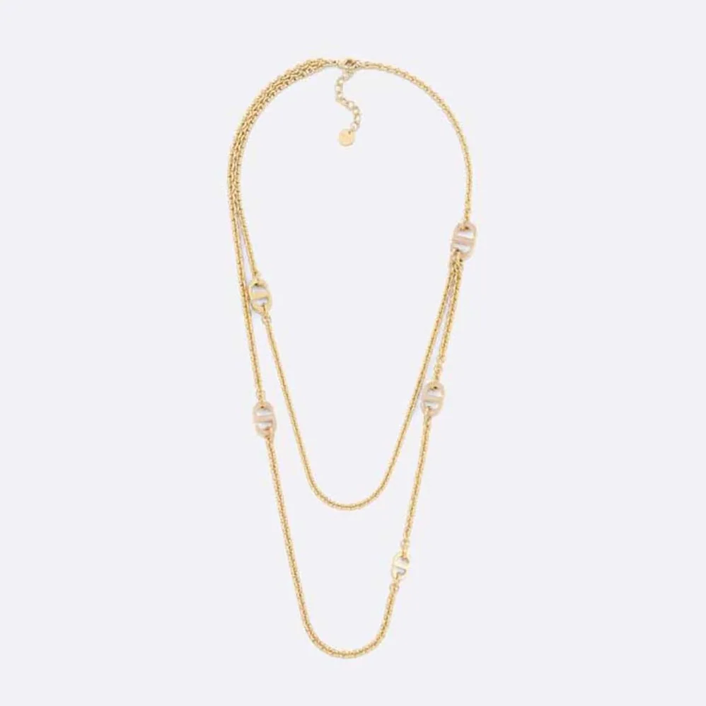 Dior 30 Montaigne Necklace Gold-Finish Metal and Sand Pink Lacquer for Women Dior 30 Montaigne Necklace Gold-Finish Metal and Sand Pink Lacquer for Women