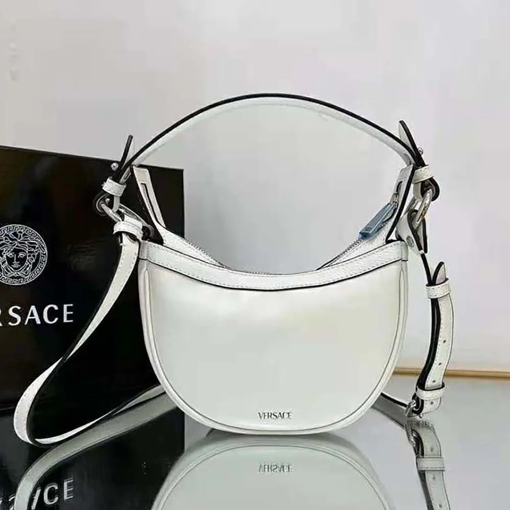 Versace Repeat Mini Hobo Bag for Women in White
