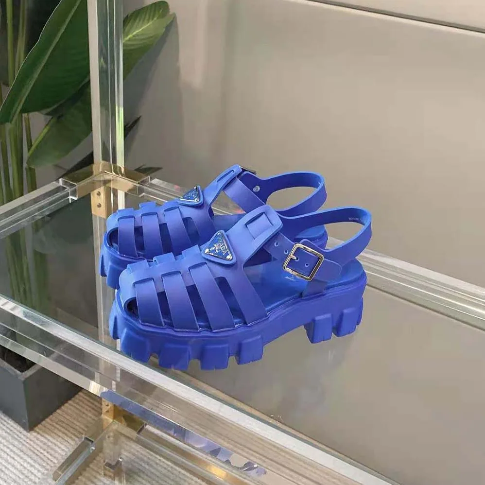 Prada Foam Rubber Sandals in 55 mm Heel Height for Women in Blue