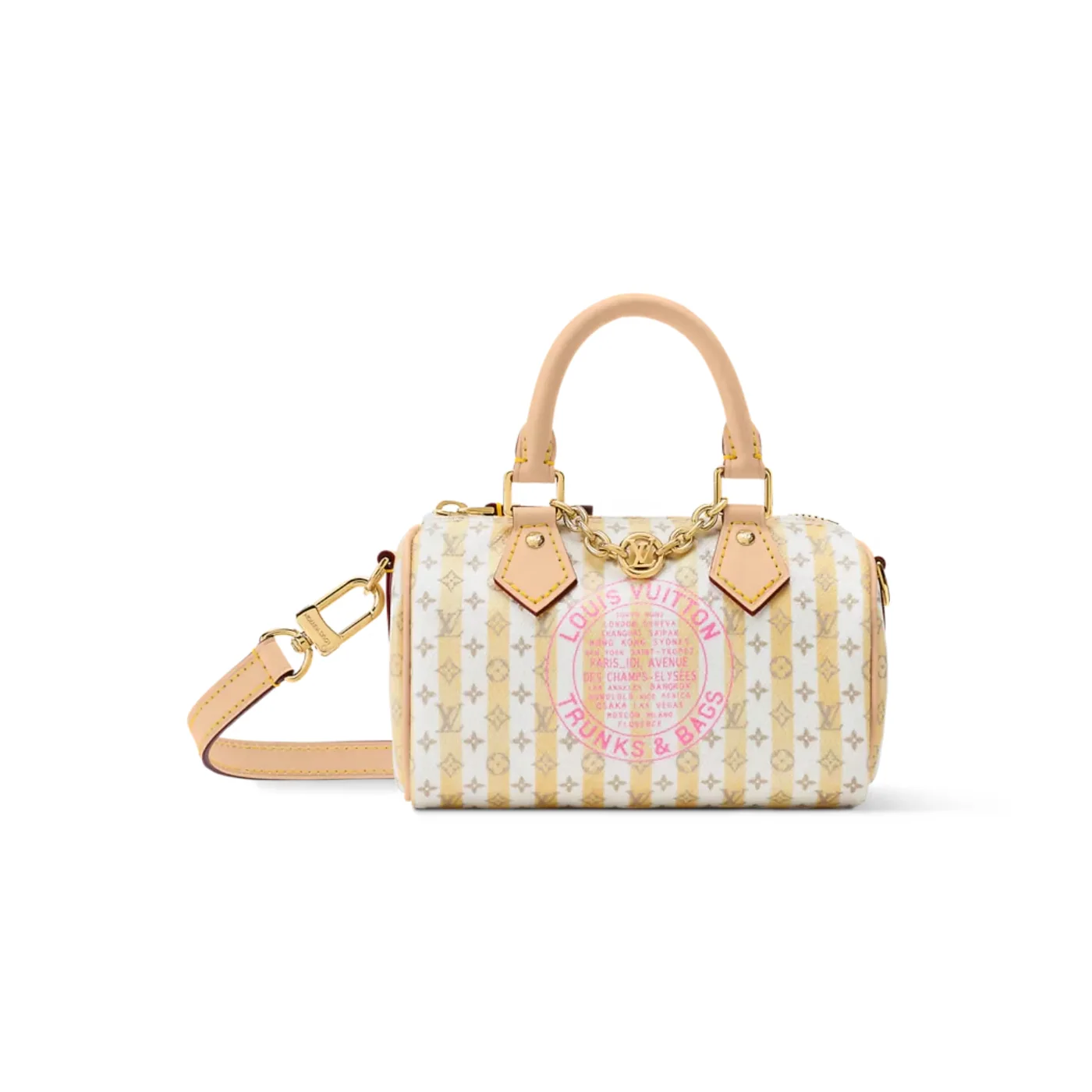 Louis Vuitton Nano Speedy Top Handle Bag in Stamp Banana Gold Hardware