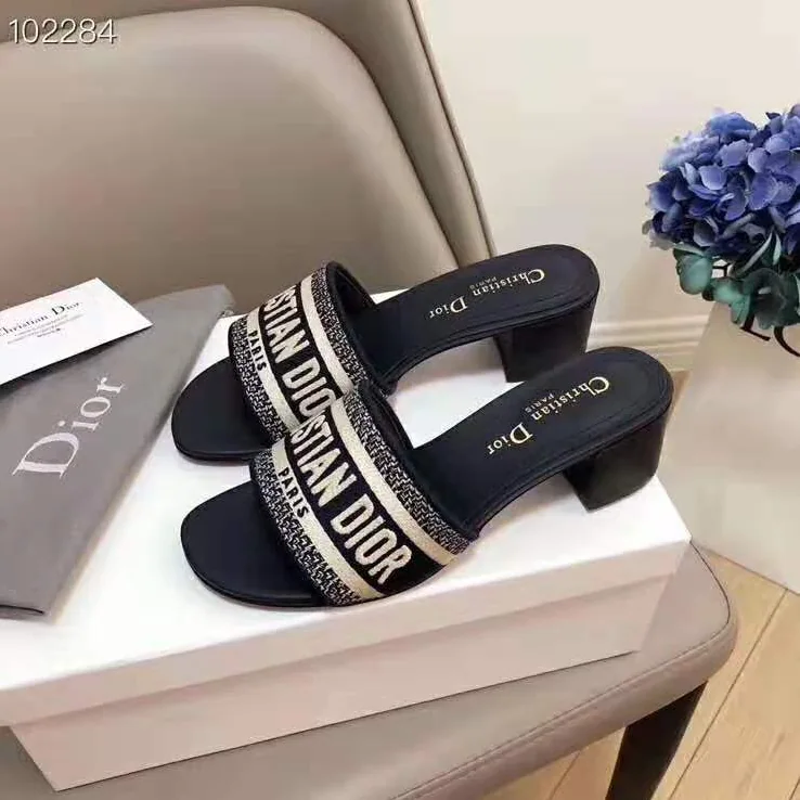Dior Dway Mule in Embroidered Cotton for Women in Navy Dior Dway Mule in Embroidered Cotton for Women in Navy