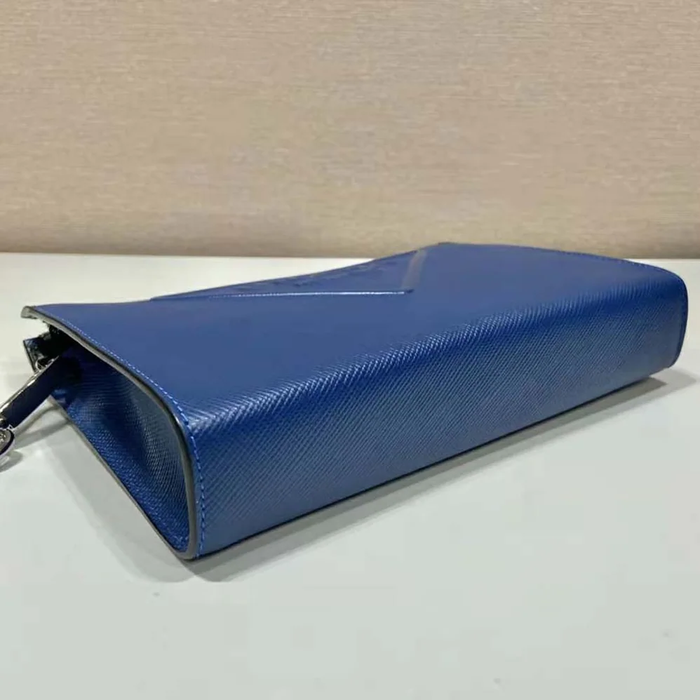 Prada Saffiano Leather Pouch for Men in Navy