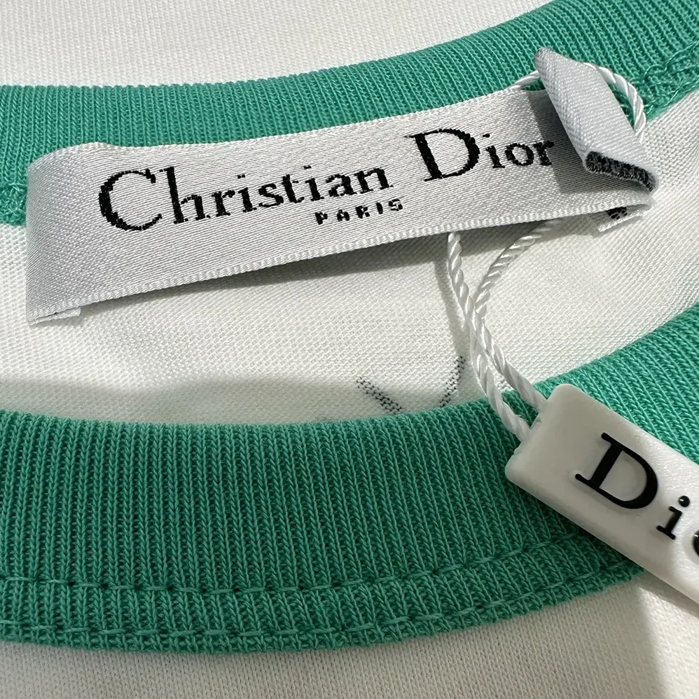 Dior Dioriviera T-Shirt Ecru and Aquamarina Cotton Jersey for Men