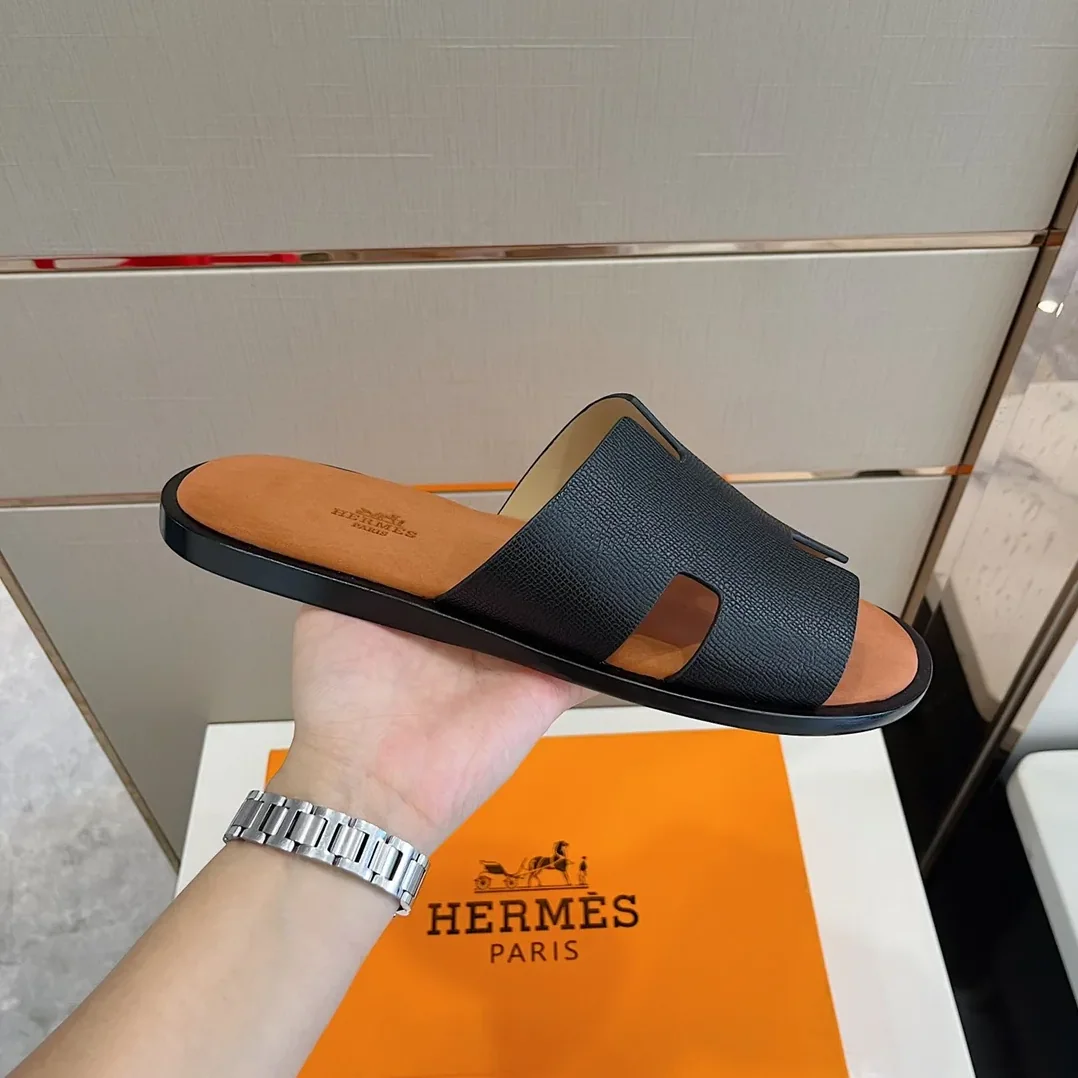 Hermes Izmir Sandals Black in Brown Hermes Izmir Sandals Black in Brown
