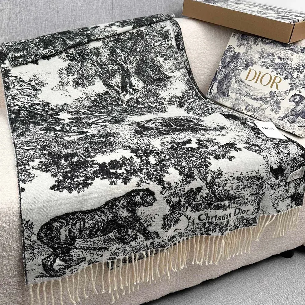 Dior Toile de Jouy Sauvage Scarf Navy Blue Cashmere and Wool for Unisex Dior Toile de Jouy Sauvage Scarf Navy Blue Cashmere and Wool for Unisex