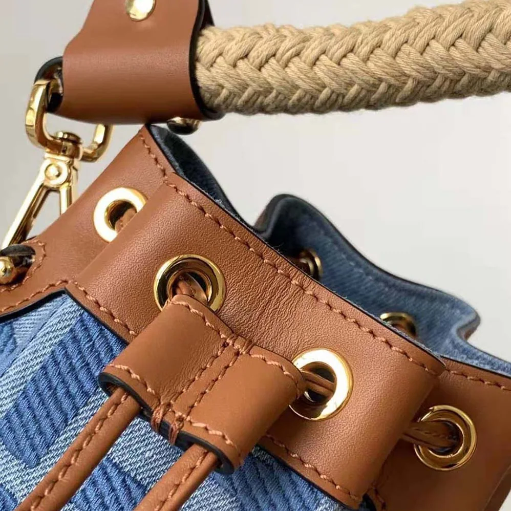 Fendi Mon Tresor Light Blue Denim Mini for Women in bag with FF Embroidery Fendi Mon Tresor Light Blue Denim Mini for Women in bag with FF Embroidery