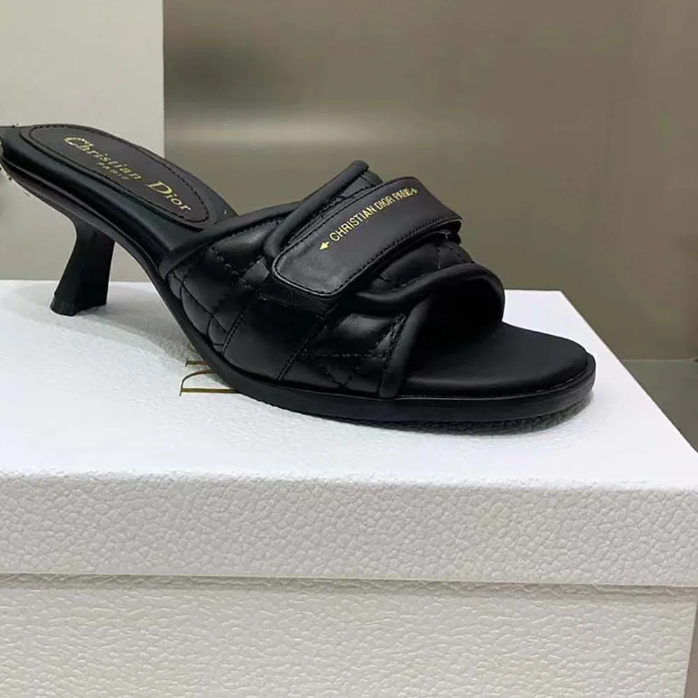 Dior Dio(r)evolution Heeled Slide Black Quilted Cannage Calfskin for Women Dior Dio(r)evolution Heeled Slide Black Quilted Cannage Calfskin for Women