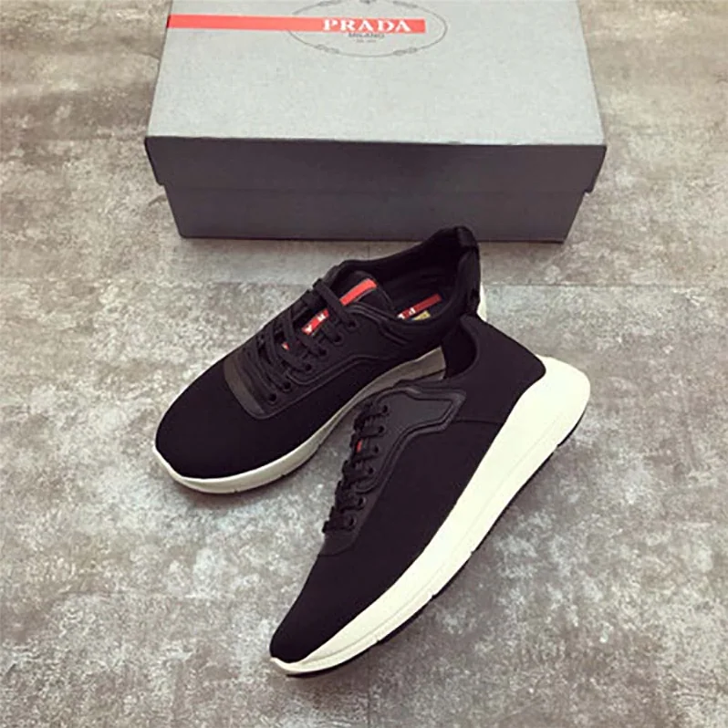Prada Shoes Nylon and Leather Sneakers for Men in Black