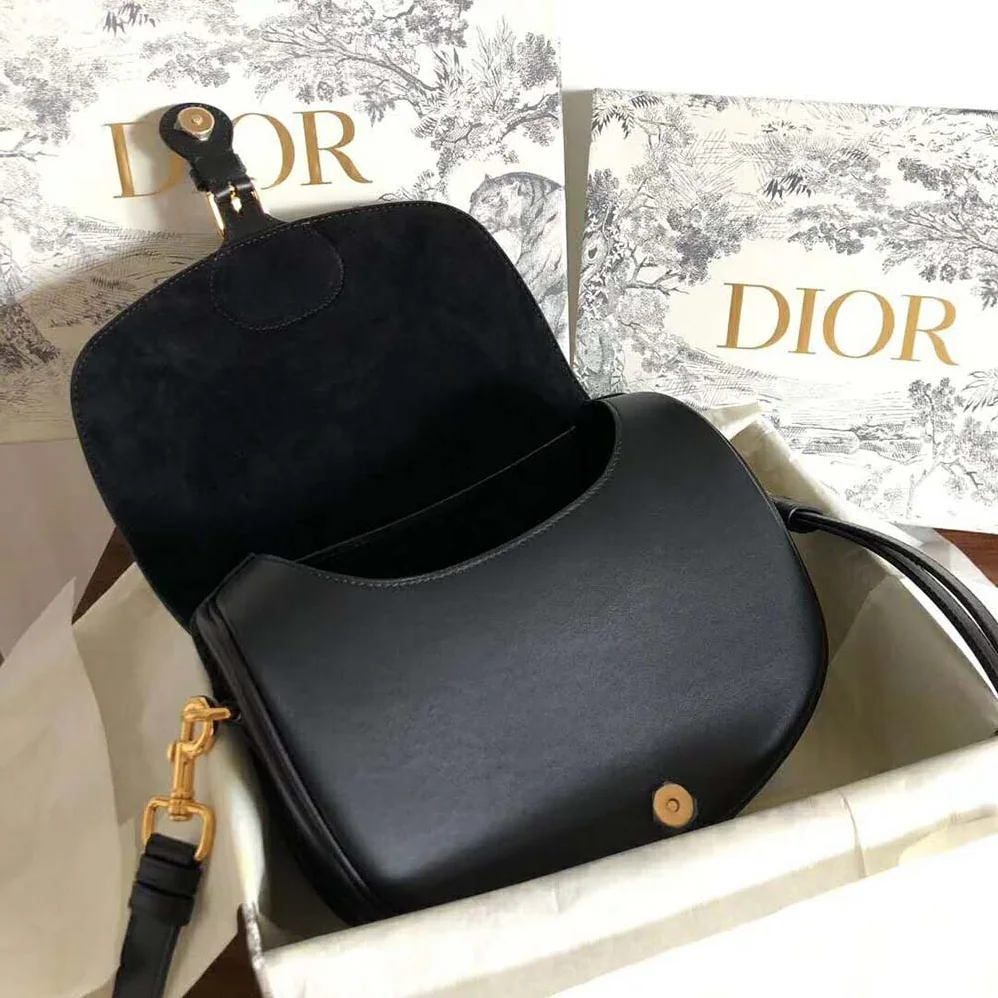Dior Medium Dior Bobby Bag Denim Box Calfskin for Women in Black