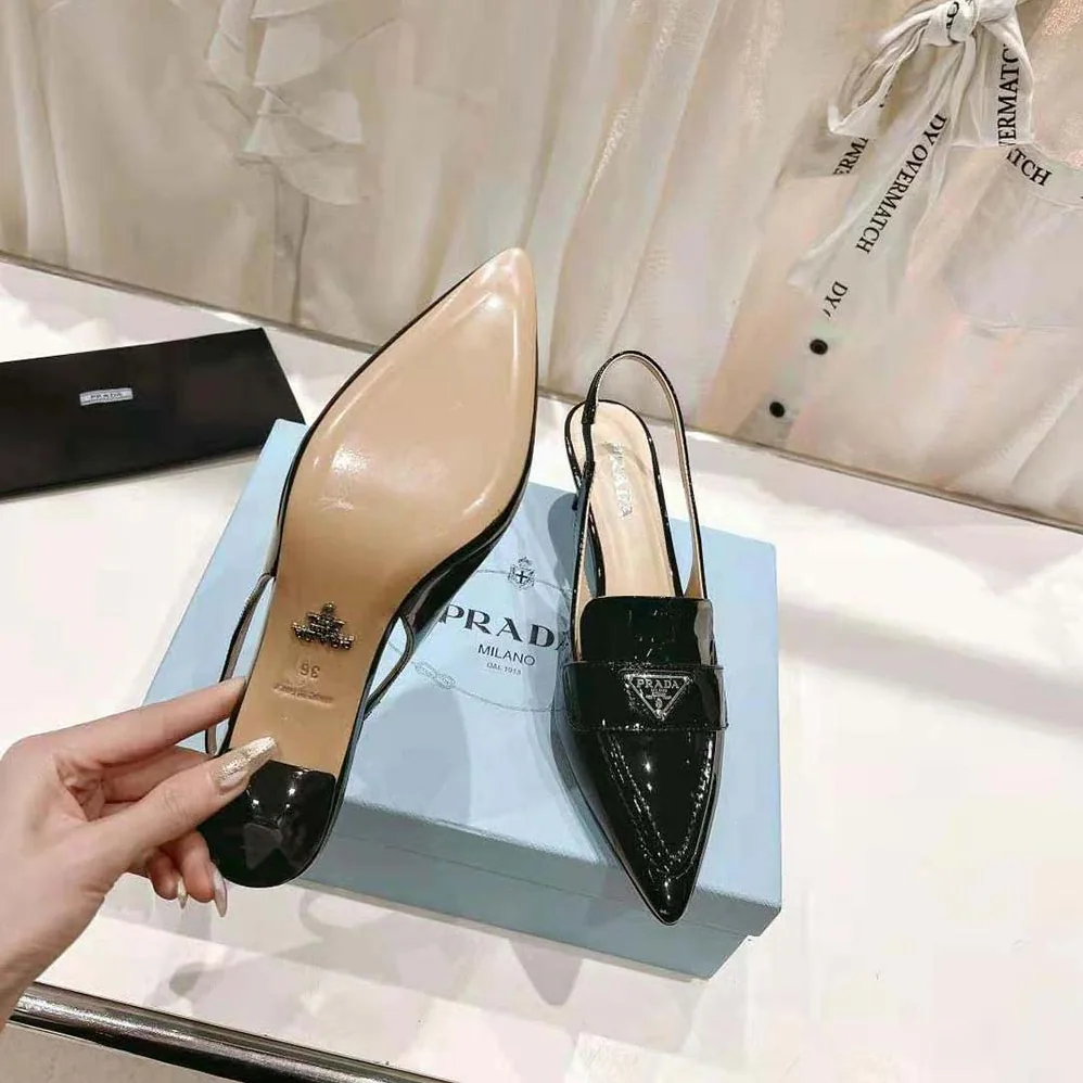 Prada Patent Leather Slingbacks for Women in Black