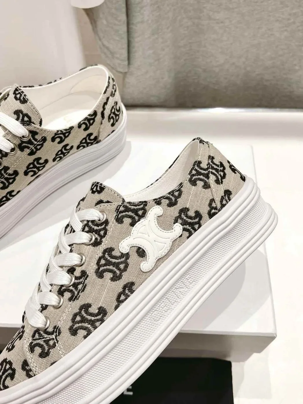Celine Triomphe Sneakers In Canvas Black