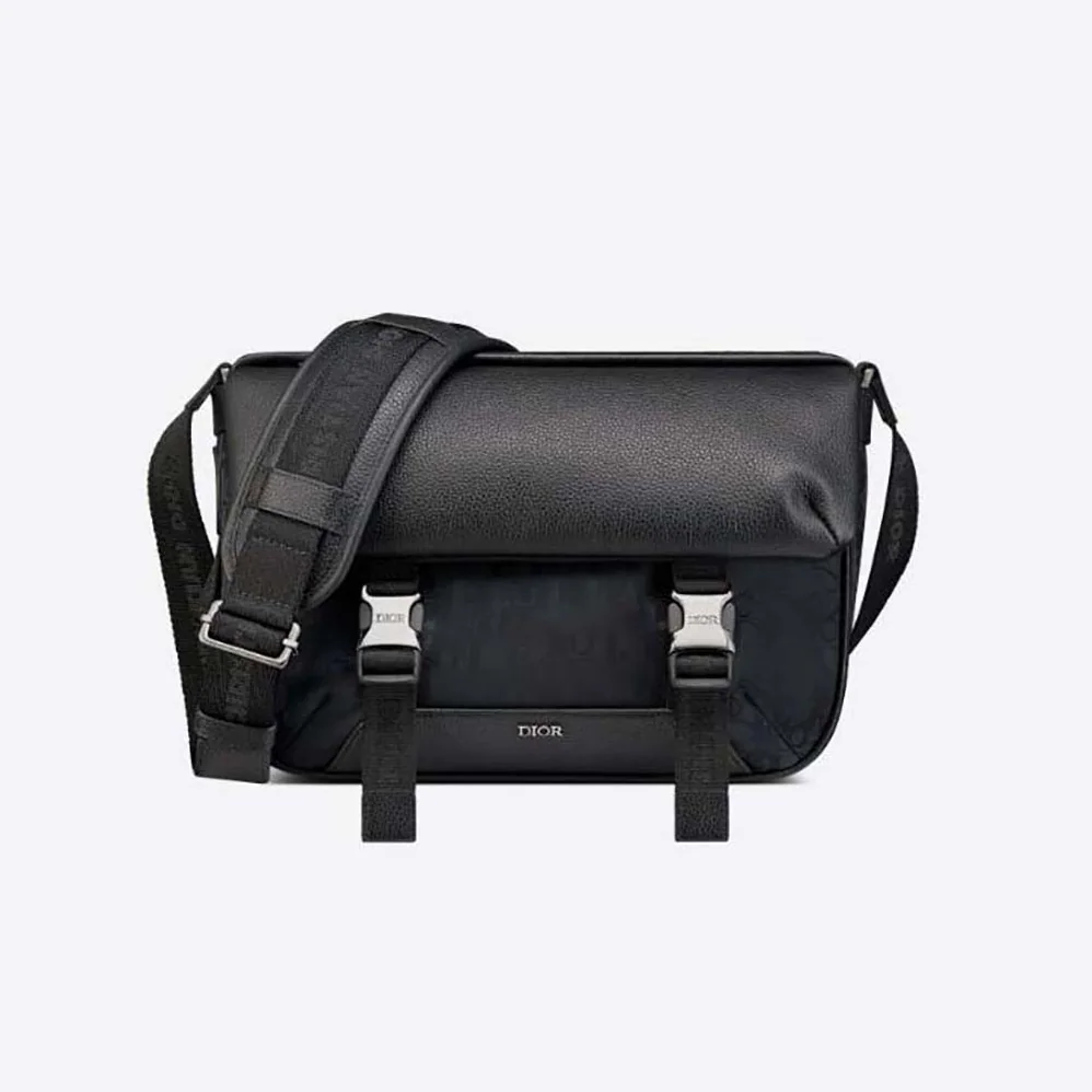 Dior Explorer Messenger Bag Black Dior Oblique Mirage Technical Fabric and Grained Calfskin for Men