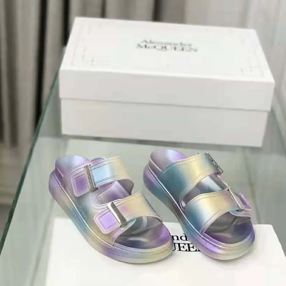Alexander Mcqueen Oversized Hybrid Slide in Silver for Women