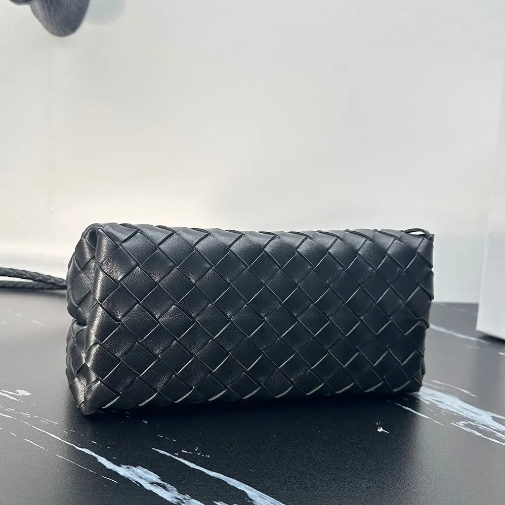 Bottega Veneta Small Andiamo Intrecciato Leather Top Handle Bag for Women in Black/Silver