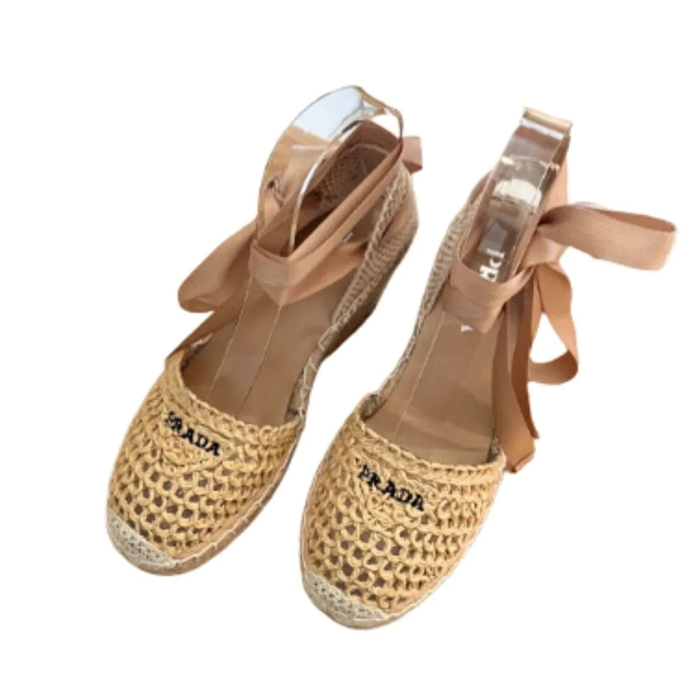 Linen Espadrille Wedge Sandals Beige Linen Espadrille Wedge Sandals Beige