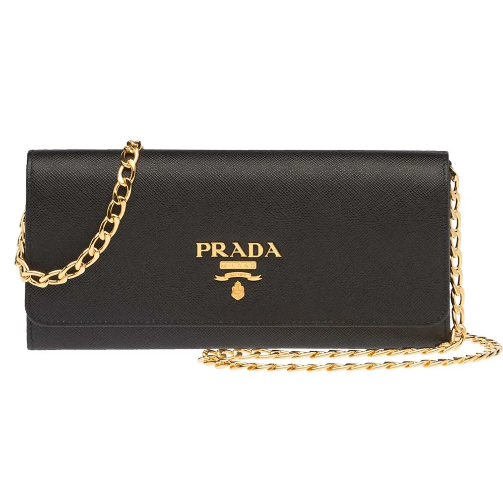 Prada Leather Shoulder Bag in Saffiano for Women in Black Prada Leather Shoulder Bag in Saffiano for Women in Black