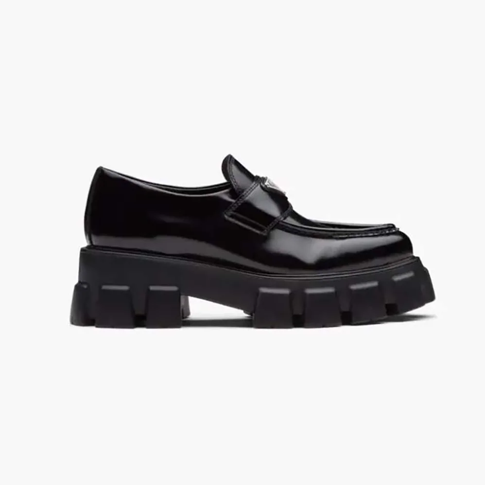 Prada Monolith Pointy Brushed Leather Loafer for Women Prada Monolith Pointy Brushed Leather Loafer for Women