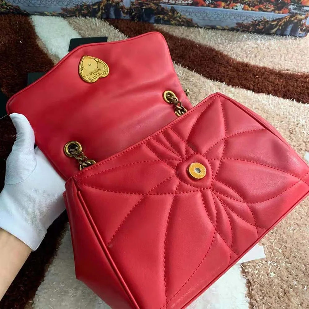 Dolce Gabbana D&G Large Devotion Shoulder Bag in Quilted Nappa Leather for Women in Red