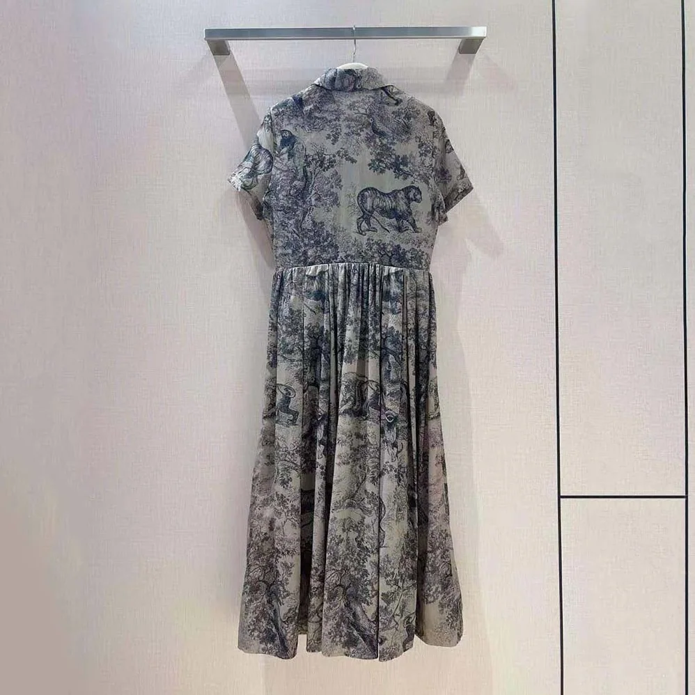 Dior Shirt Dress Hazelnut Cotton Voile with Toile de Jouy Motif for Women Dior Shirt Dress Hazelnut Cotton Voile with Toile de Jouy Motif for Women