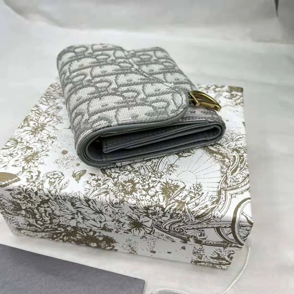 Dior Saddle Lotus Wallet Gray Dior Oblique Jacquard for Women Dior Saddle Lotus Wallet Gray Dior Oblique Jacquard for Women