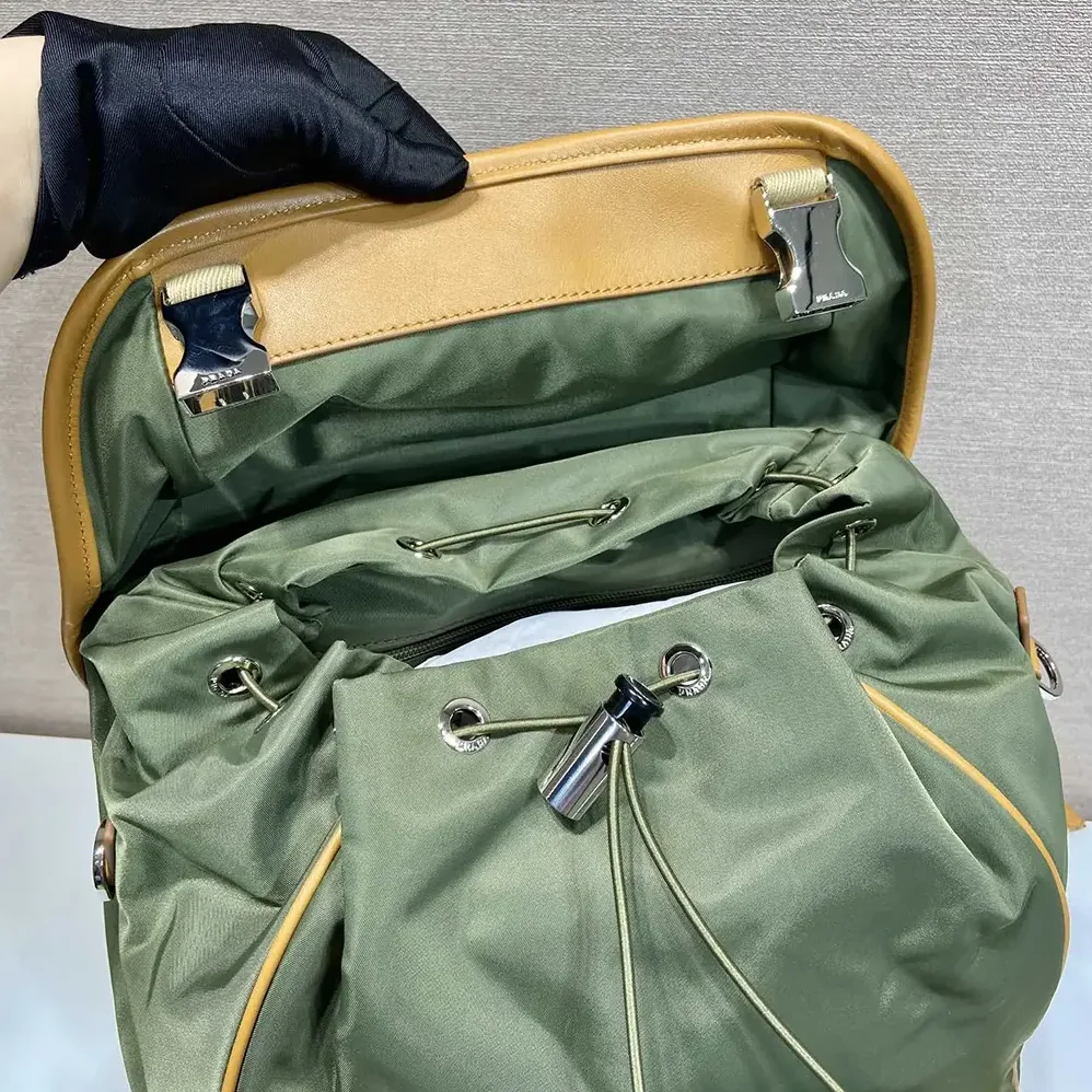 Prada Re-Nylon and Leather Backpack for Men in Dark Green Prada Re-Nylon and Leather Backpack for Men in Dark Green