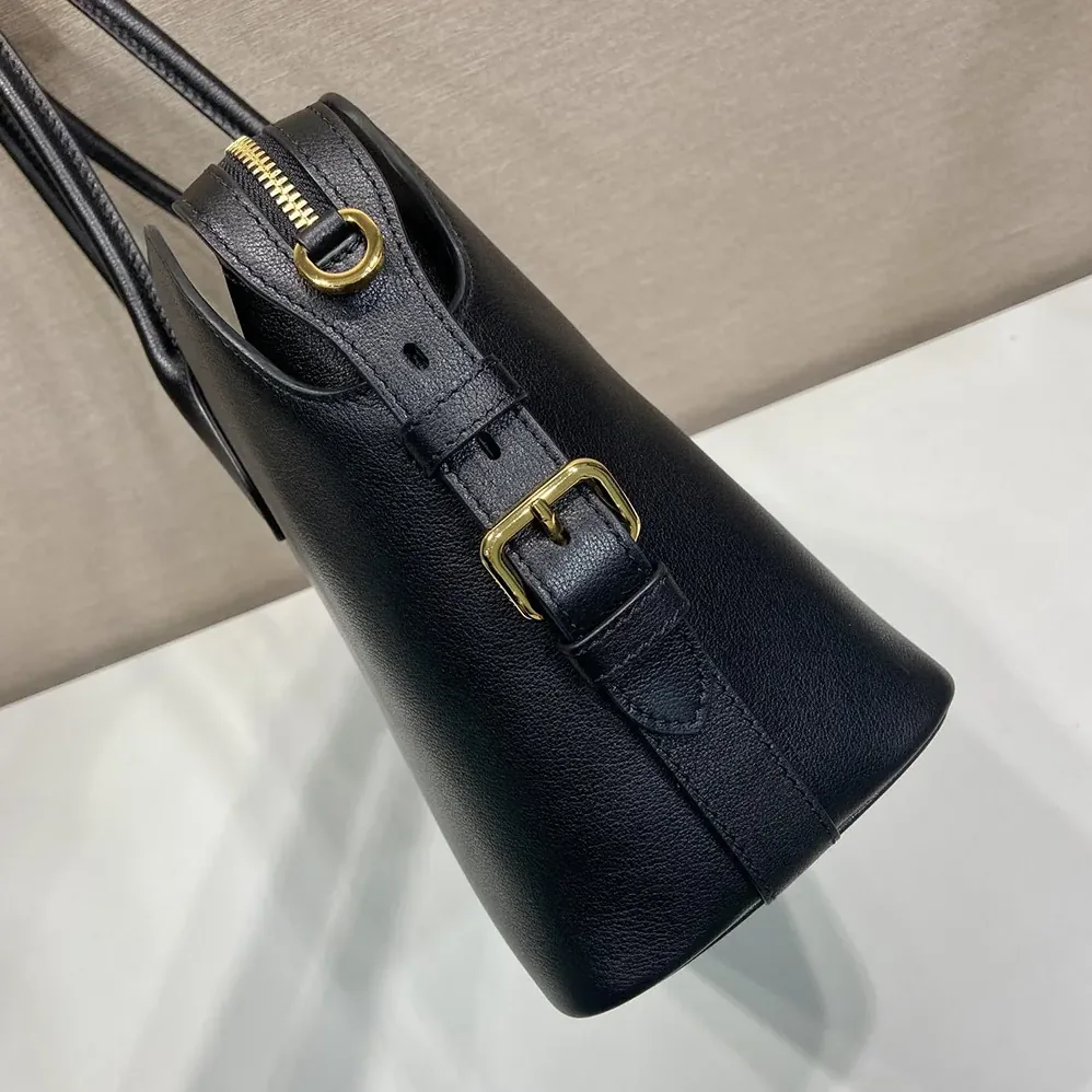 Prada Large Leather Tote Bag for Women in Black