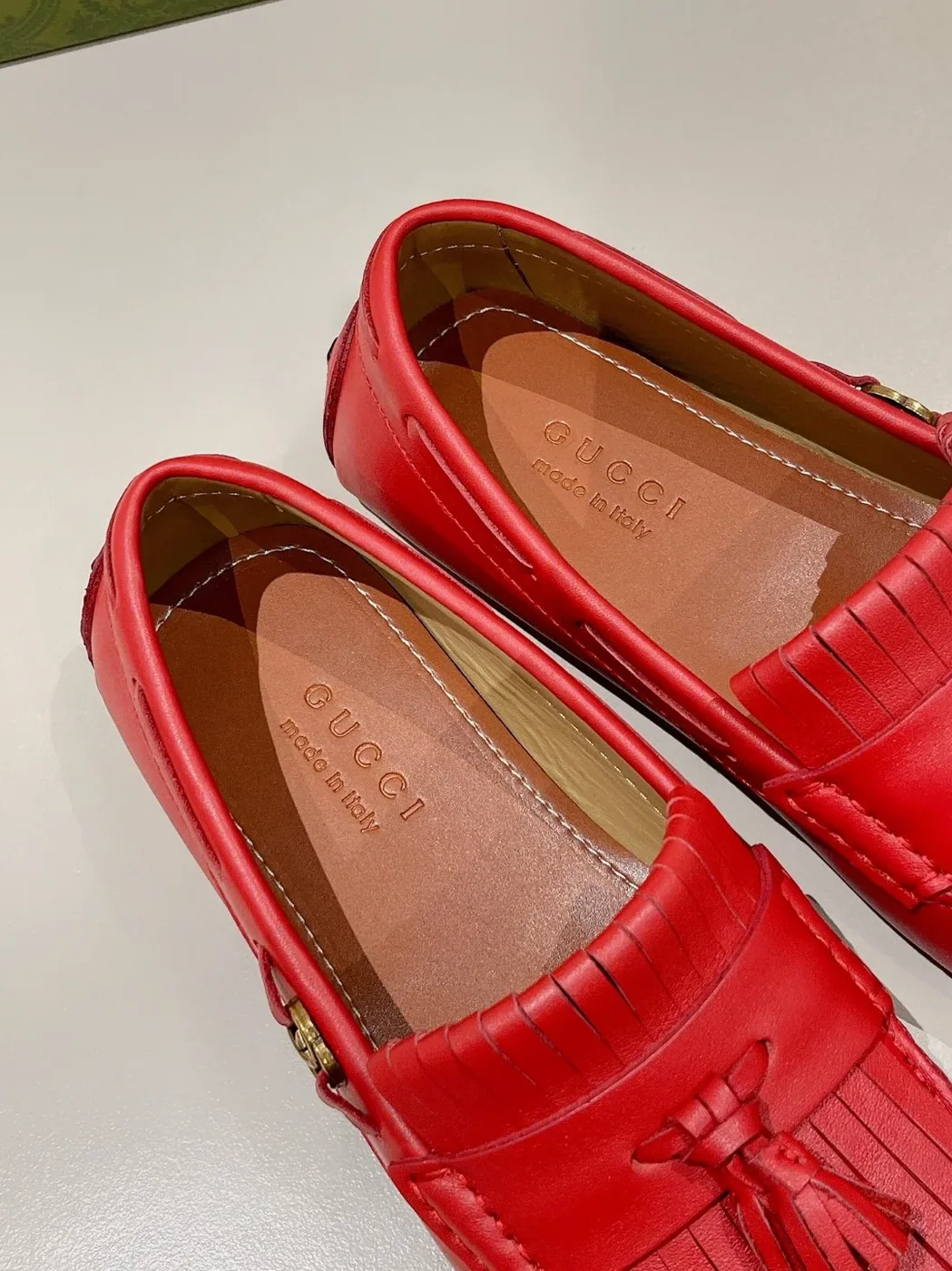 Gucci Loafer With Driver Interlocking G Red for Men
